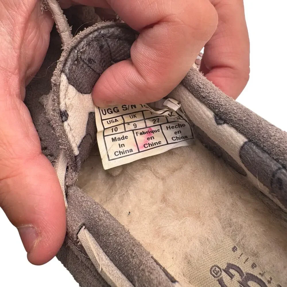 Ugg Size 10 Gray Moccasin Slippers Soft Shearling Lined Casual Comfort Warm Cozy
